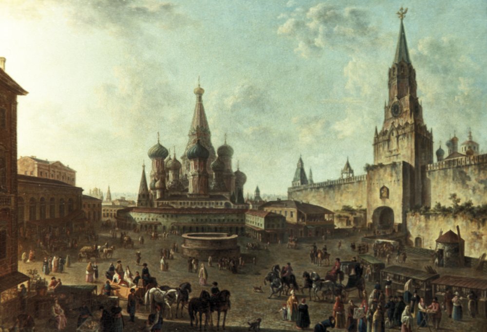 Ein Ölgemälde des Roten Platzes in Moskau von Fyodor Alexeyev (1801) von Unknown