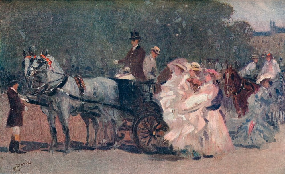 Weißer und rosa Tüll - Im Park, ca. 1900 von Albert Ludovici