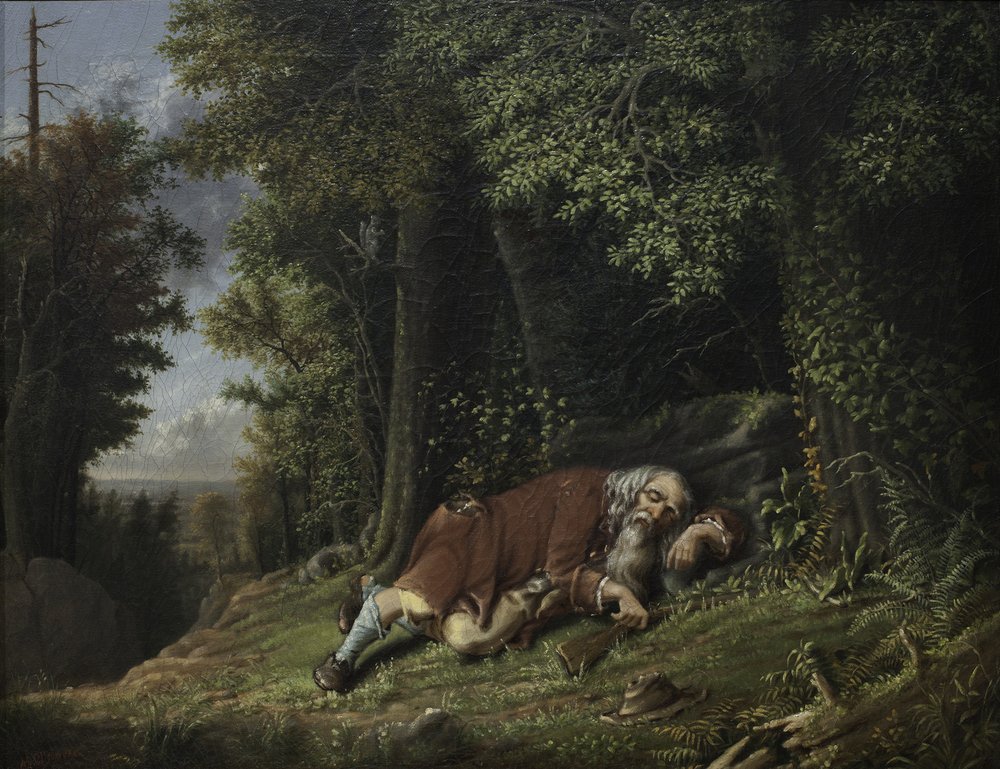 Rip Van Winkle schläft, 1879-80 von Albertus D.O Browere