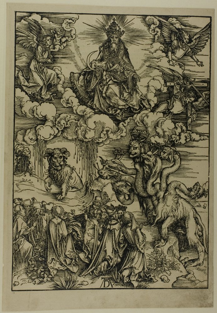 Das Tier mit zwei Hörnern wie ein Lamm, aus der Apokalypse von Albrecht Dürer