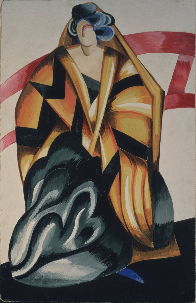 Amme. Kostümentwurf für das Theaterstück „Romeo und Julia“ von W. Shakespeare, 1921 von Alexandra Alexandrowna Exter
