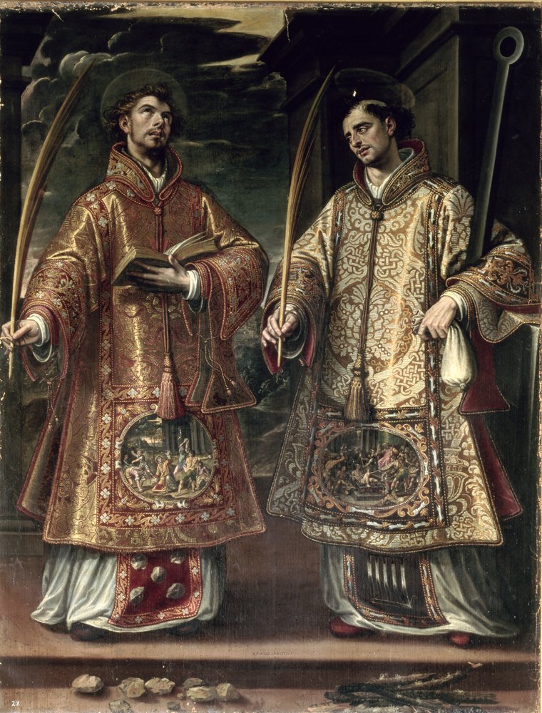 Der heilige Laurentius und der heilige Stephanus, 1580 von Alonso Sánchez Coello