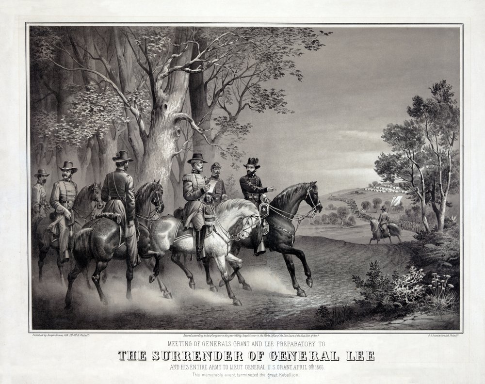 Die Kapitulation von General Lee, veröffentlicht 1866 von American School
