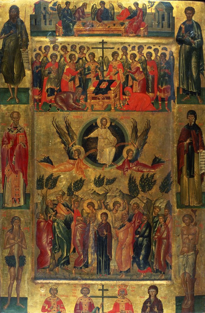 Die Himmelfahrt Christi mit der Hetoimasia, 15. Jahrhundert von Andreas Ritzos