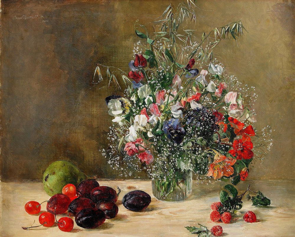 Stillleben mit Blumen und Früchten von Anna Munthe-Norstedt