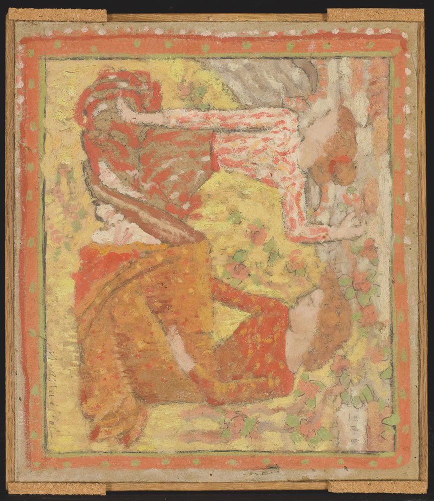 Zwei junge Mädchen in einem Obstgarten (Entwurf für einen Wandteppich), ca. 1895-1900 von Aristide Maillol