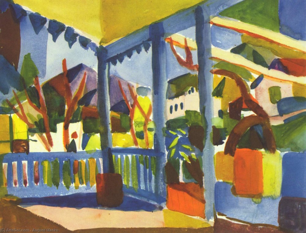 Terrasse des Landhauses in St. Germain von August Macke