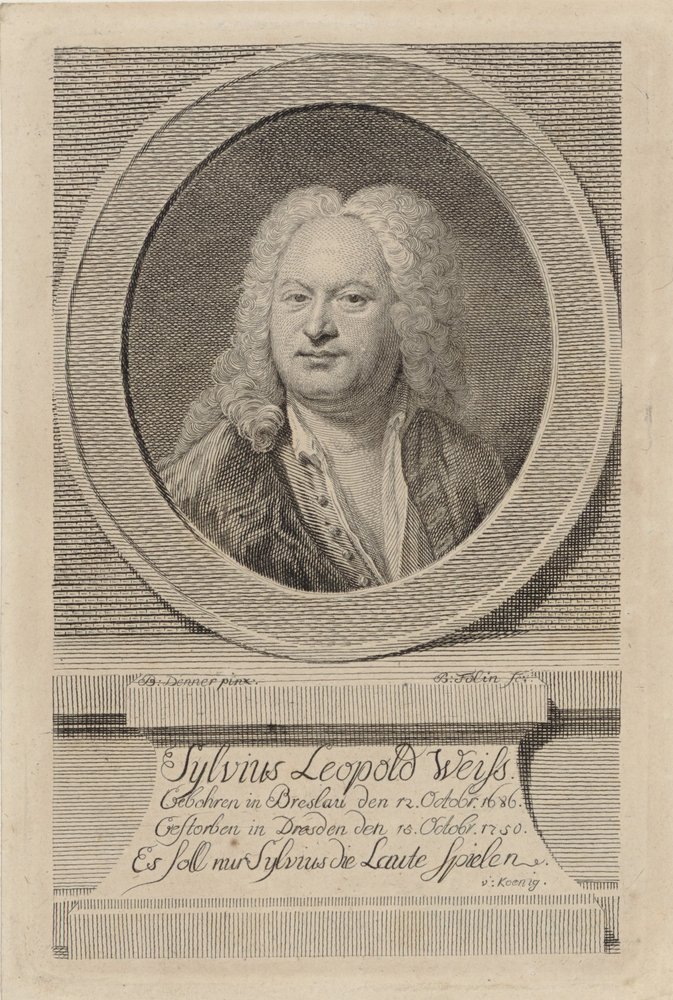 Porträt von Sylvius Leopold Weiss 1686-1750, 1750 von Balthasar Denner