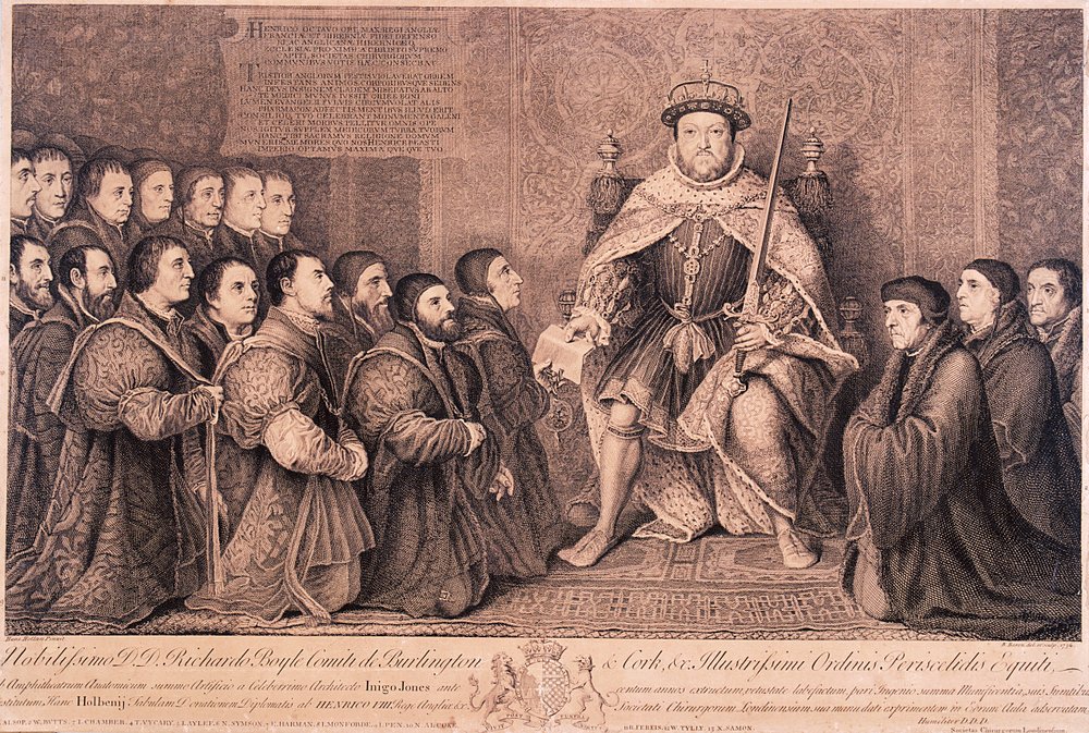 König Heinrich VIII. umgeben von knienden Figuren von Bernard Baron