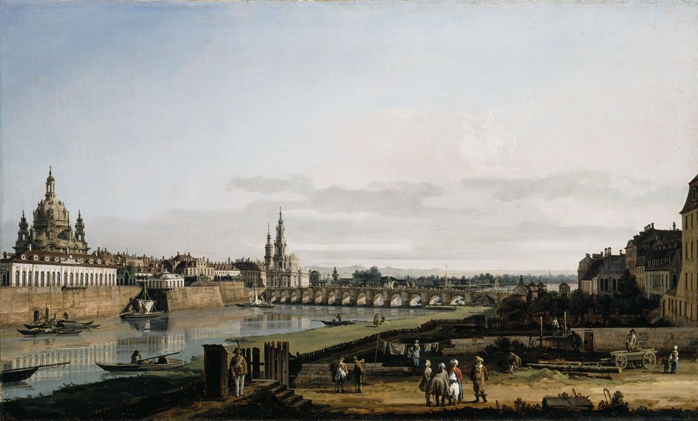 Dresden vom rechten Elbufer mit der Augustusbrücke von Bernardo Bellotto