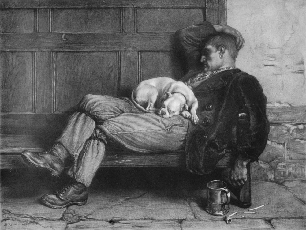 Schlafende Hunde soll man nicht wecken!, 1880, 1912 von Briton Riviere