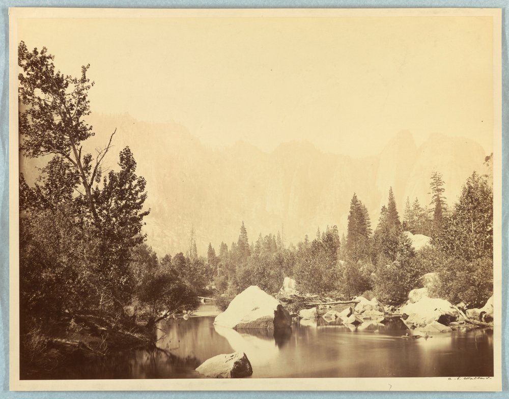 Blick auf den Merced River, Yosemite von Carleton E. Watkins