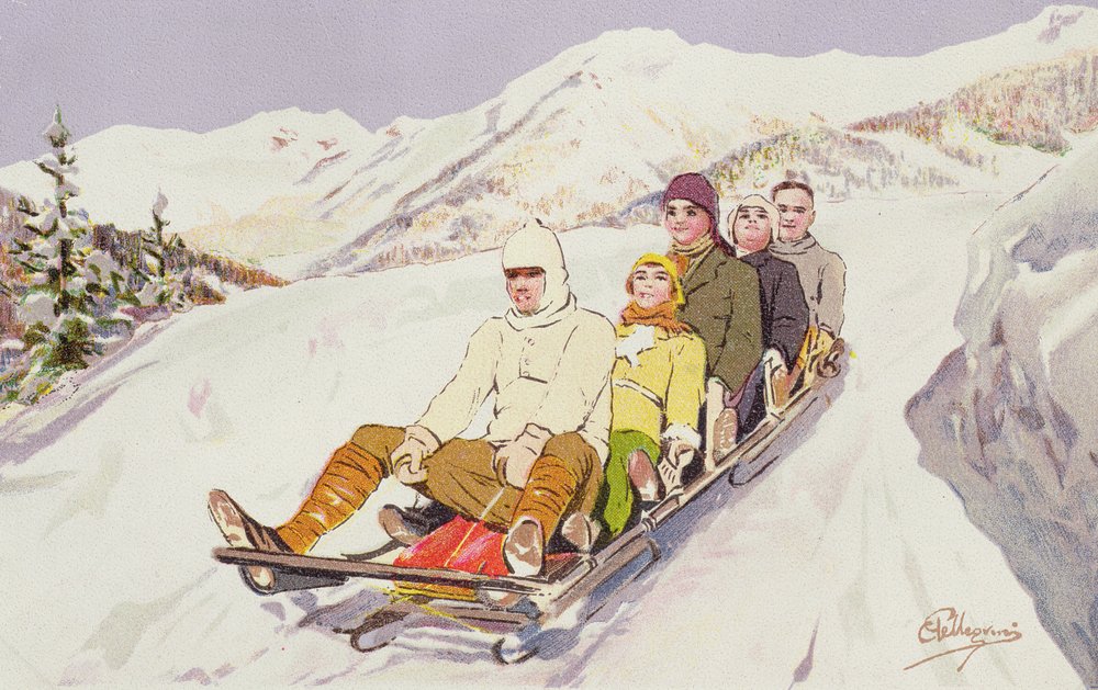 Rodler in Davos, Schweiz von Carlo Pellegrini