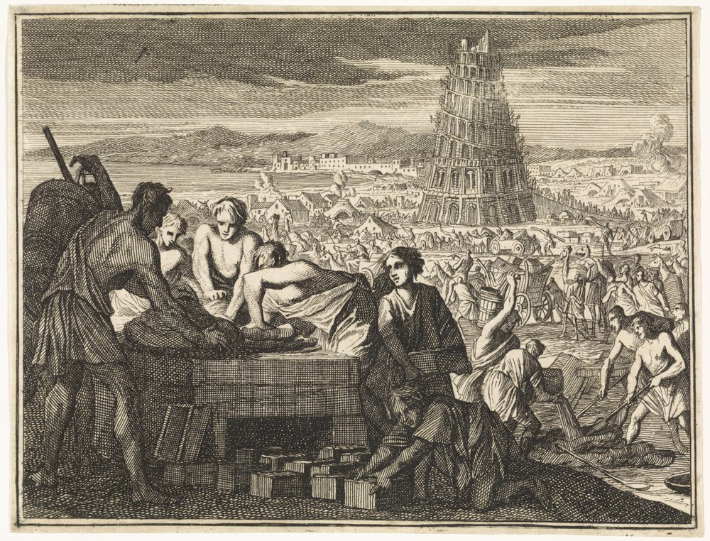 Herstellung von Steinen für den Turm von Babel von Caspar Luyken