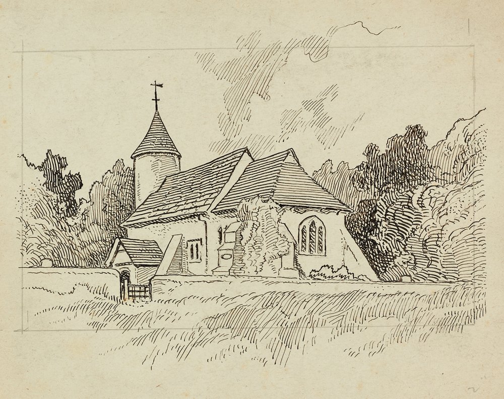 Außenansicht einer unbekannten Kirche von Charles George Harper