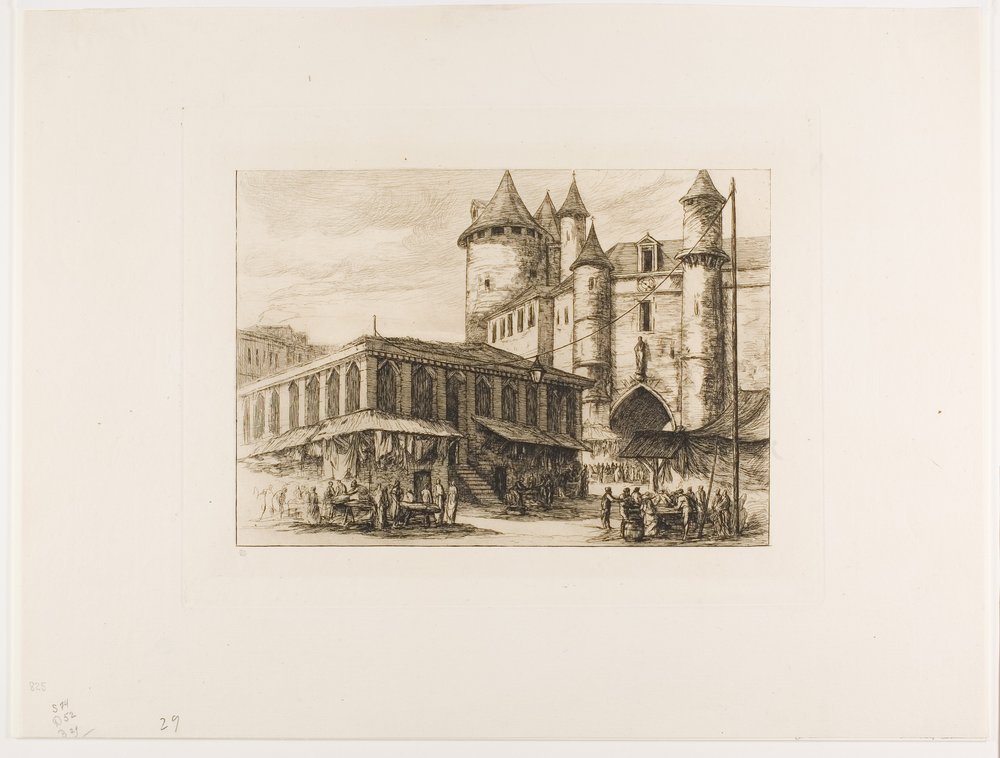 Das Grand Châtelet, Paris, ca. 1780, nach einer früheren Zeichnung von Charles Meryon