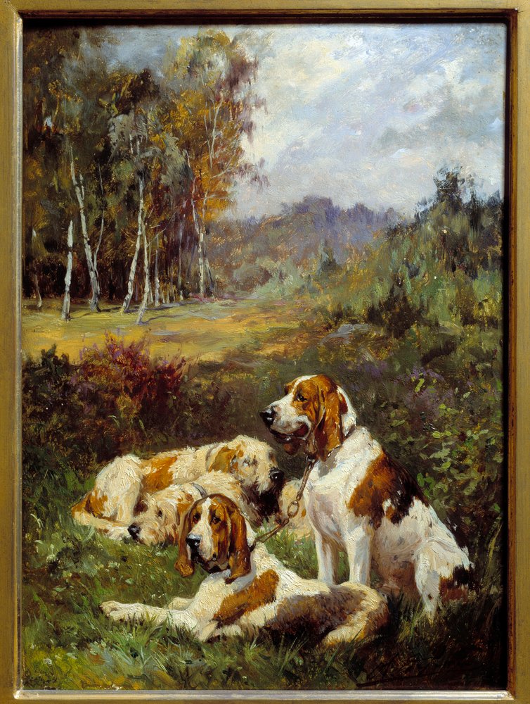 Vier Jagdhunde. (1831-1897) von Charles Oliver de Penne