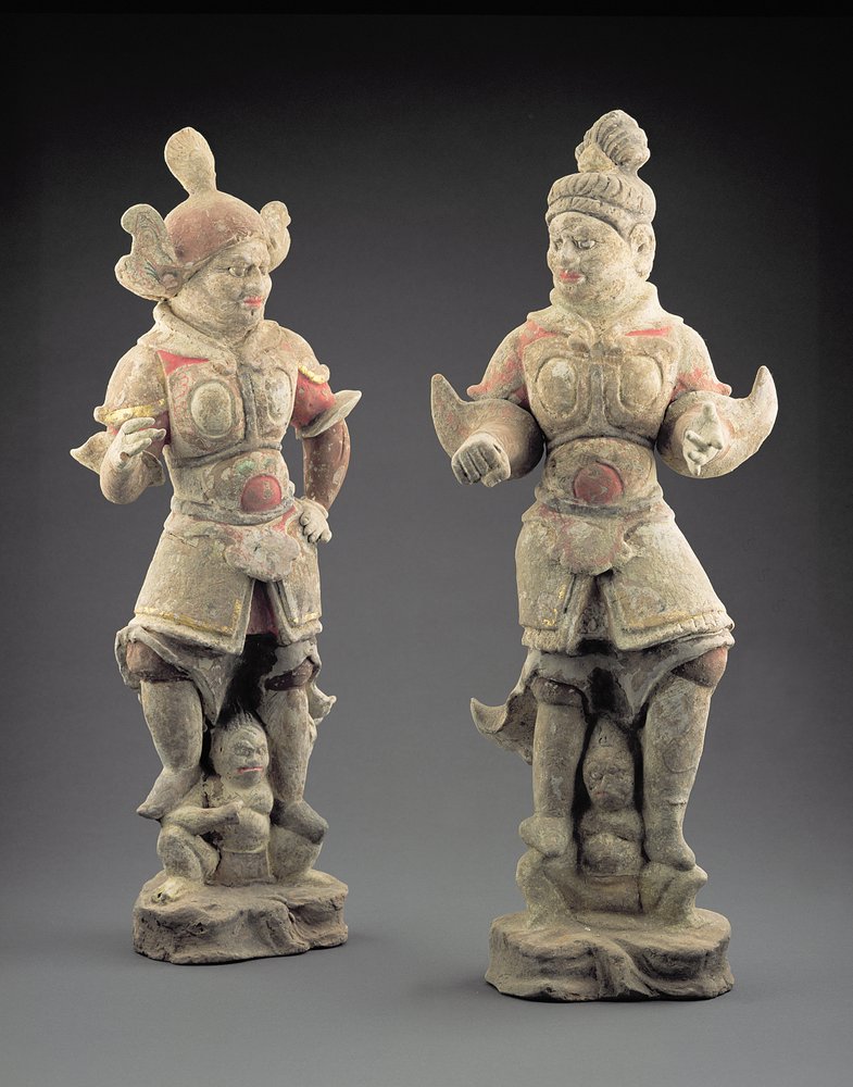 Paar Lokapala-Figuren, Tang-Dynastie (618-907) von Chinese School