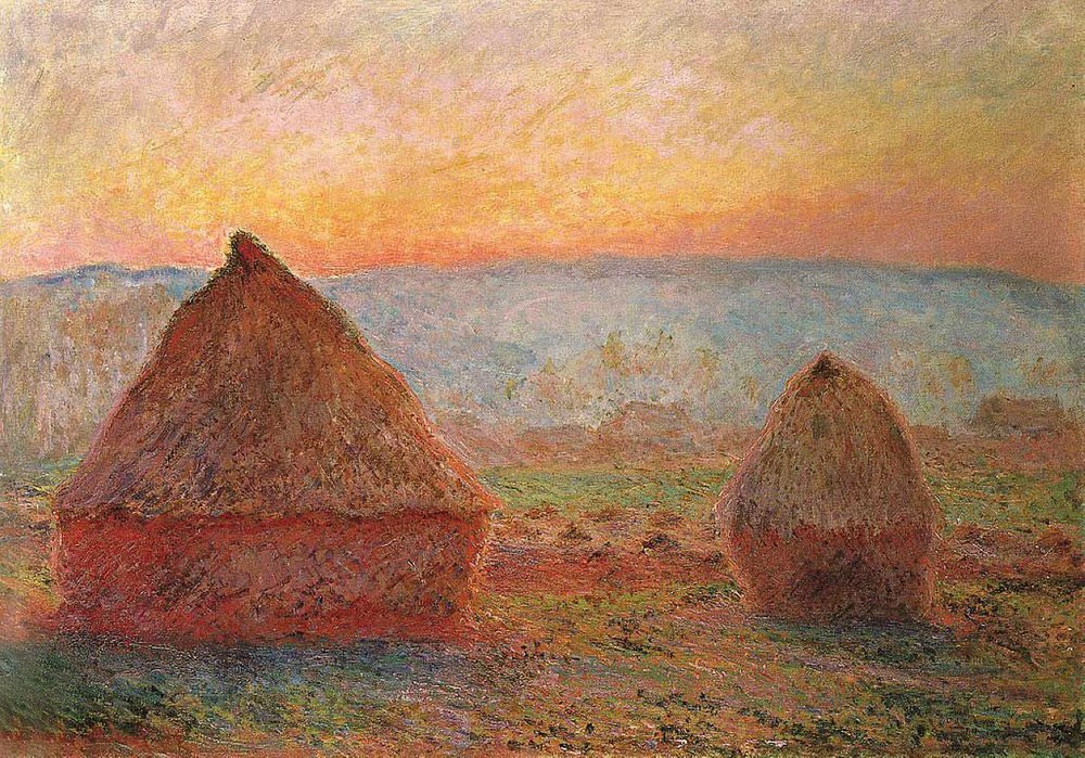 Die Heuhaufen in Giverny, Sonnenuntergang von Claude Monet