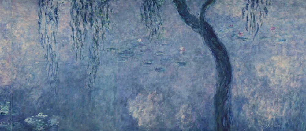 Seerosen: Zwei Trauerweiden, rechter Abschnitt von Claude Monet