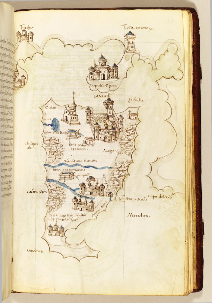 Karte, Illustration aus "Das Buch der Inseln des Archipels" von Cristoforo Buondelmonti