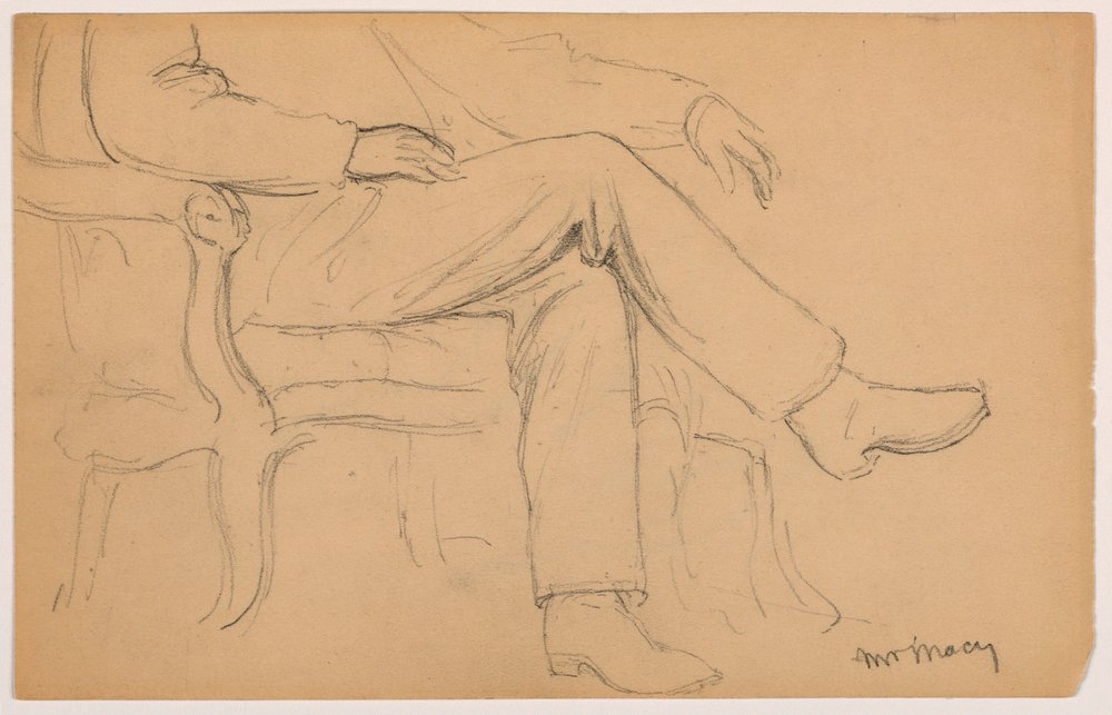 William H. Macy sitzend, Unterkörper; Verso: Rechte Hand, 1884 von Daniel Huntington