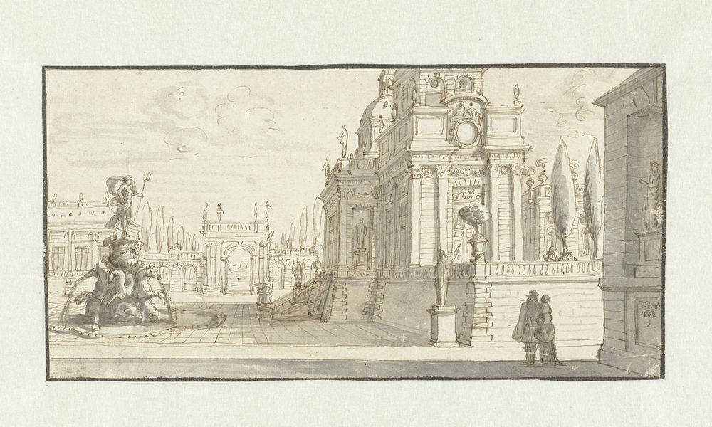 Platz vor einem Renaissancepalast von Daniel de Blieck