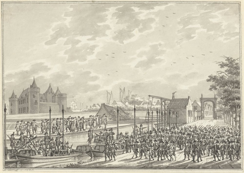 Ankunft der bewaffneten Amsterdamer Bürger in Muiden, 1787 von Daniël Kerkhoff