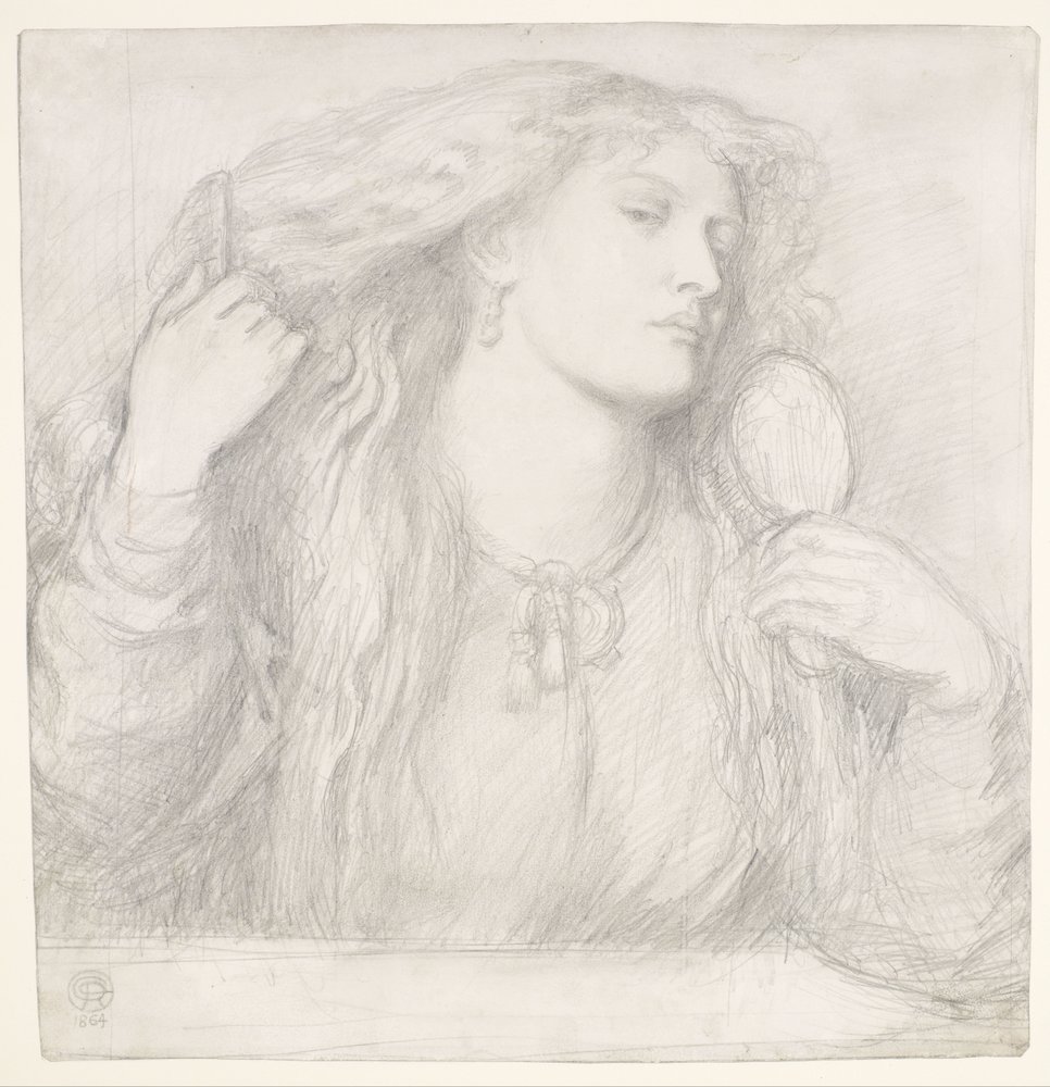 Frau, die sich die Haare kämmt, Fanny Cornforth von Dante Gabriel Rossetti