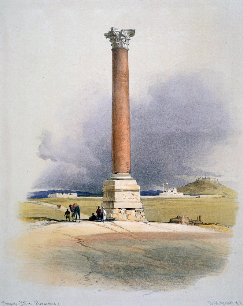 Pompeys Säule, Alexandria, 19. Jahrhundert von David Roberts