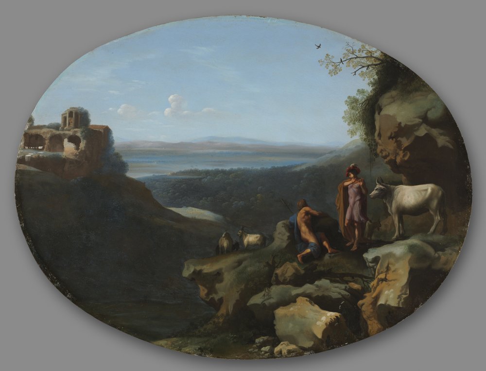 Merkur und Argus in einer Landschaft, ca. 1635 von Dirck van der Lisse