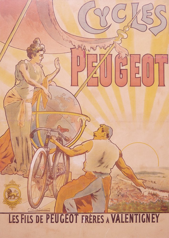 Plakat für Peugeot-Fahrräder von E Vavasseur