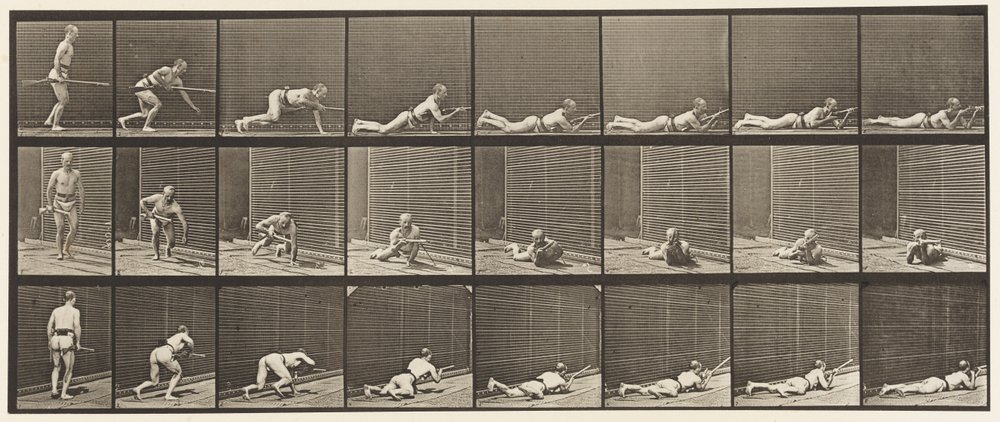 Tafel 357. Liegend und schießend von Eadweard Muybridge