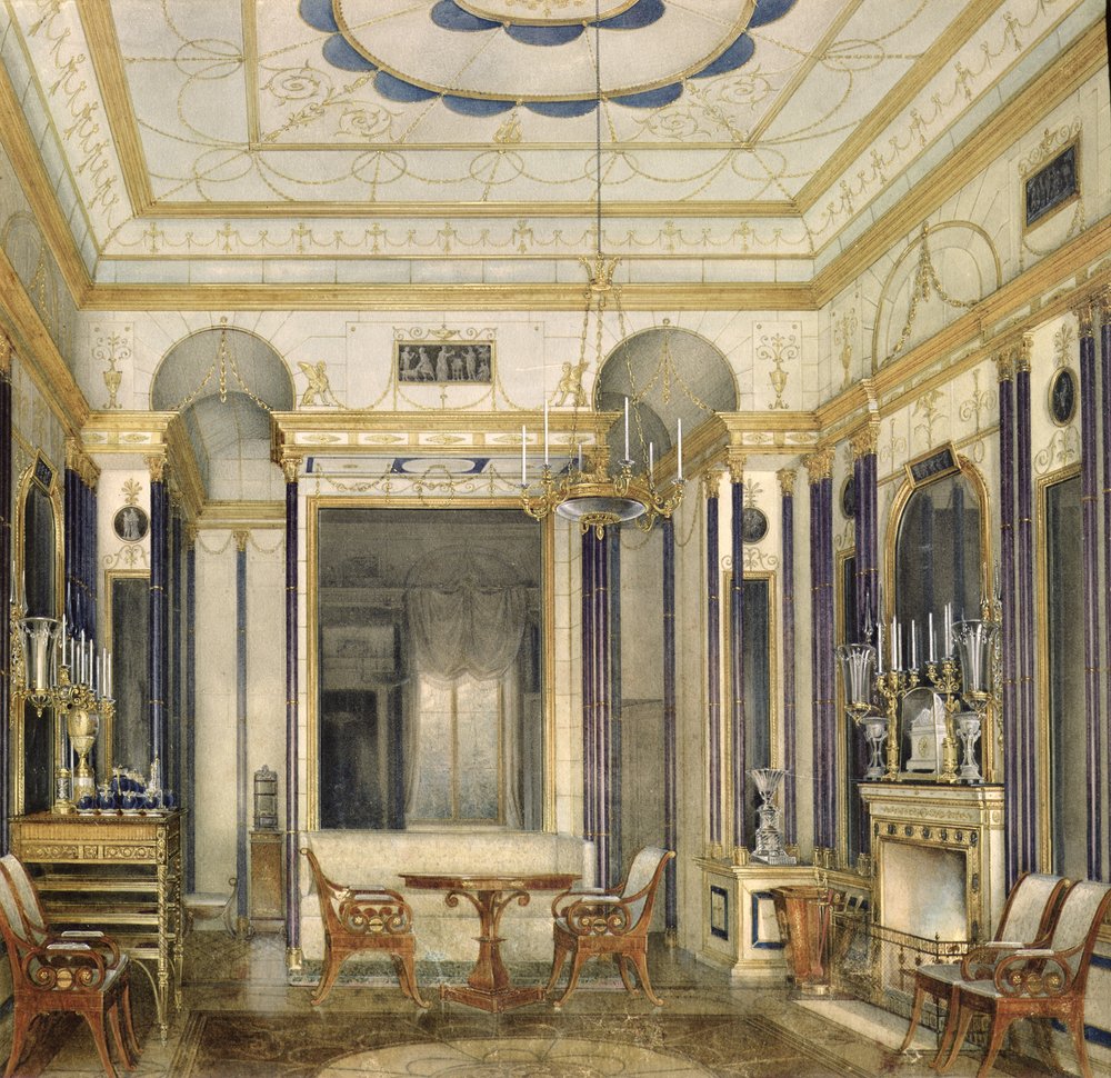 Der Salon der Kaiserin Maria Alexandrowna im Großen Palais in Zarskoje Selo von Eduard Hau