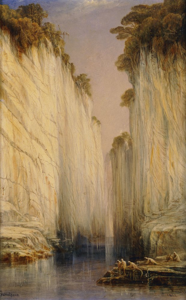 Die Marmorfelsen - Nerbudda Jubbulpore, 1882 von Edward Lear