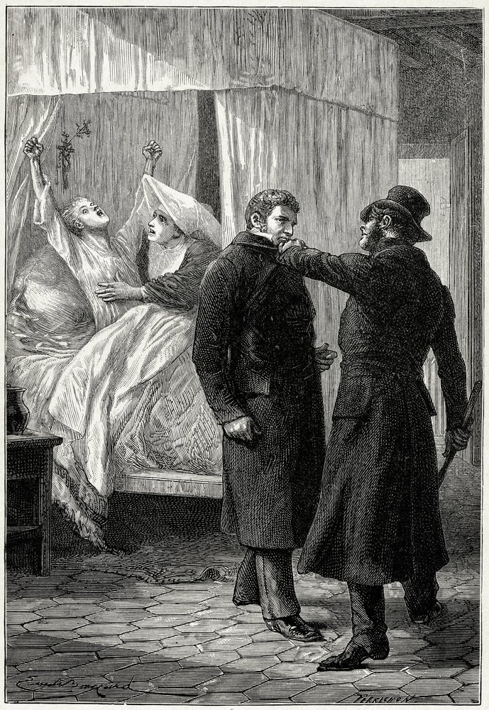 Victor Hugo, „Die Elenden“: Jean Valjean, der unter dem Namen Monsieur Madeleine reich geworden ist, tut den Menschen in seiner Umgebung Gutes. Doch sein Feind, der Polizeiinspektor Javert, schöpft Verdacht hinsichtlich seiner Identität und verhaftet ihn von Emile Antoine Bayard