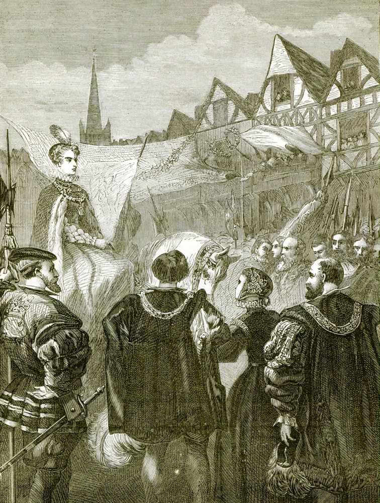 Königin Elizabeth betritt London von English School