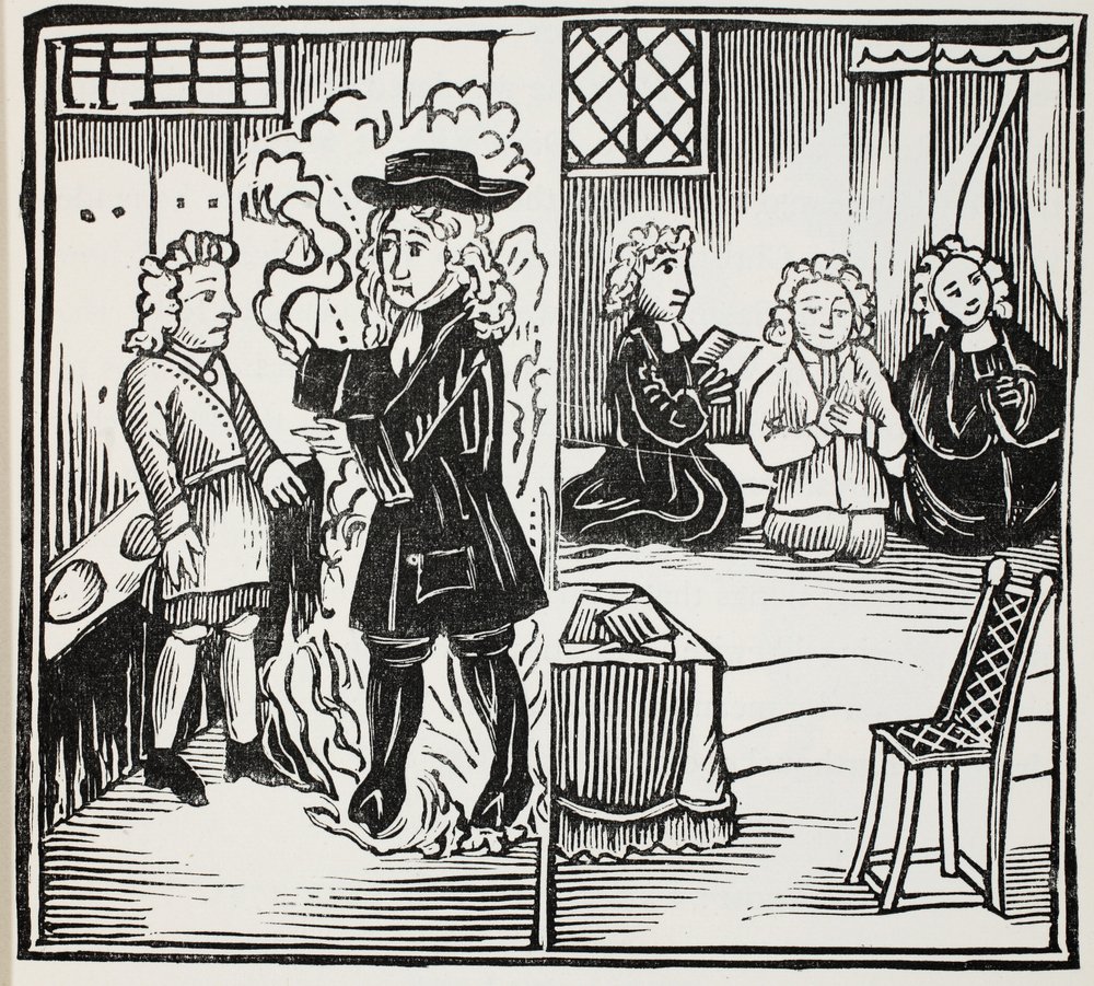 Eine schreckliche und zeitgemäße Warnung an junge Männer, Illustration aus Chap-books of the Eighteenth Century von John Ashton, veröffentlicht 1882 von English School