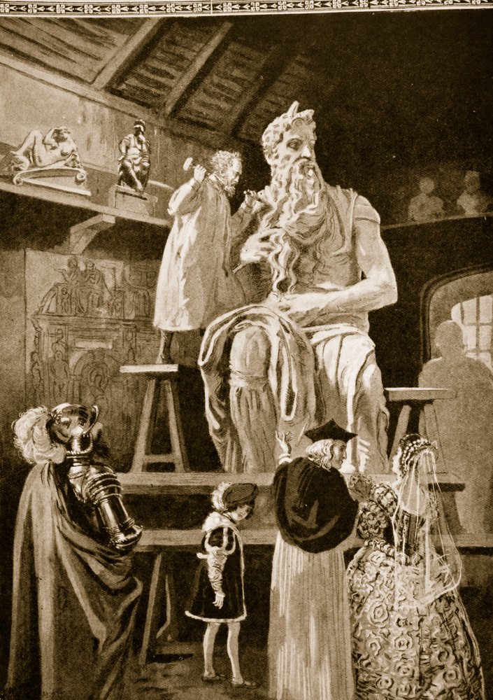 Michelangelo erschafft die kolossale Statue des Moses von English School