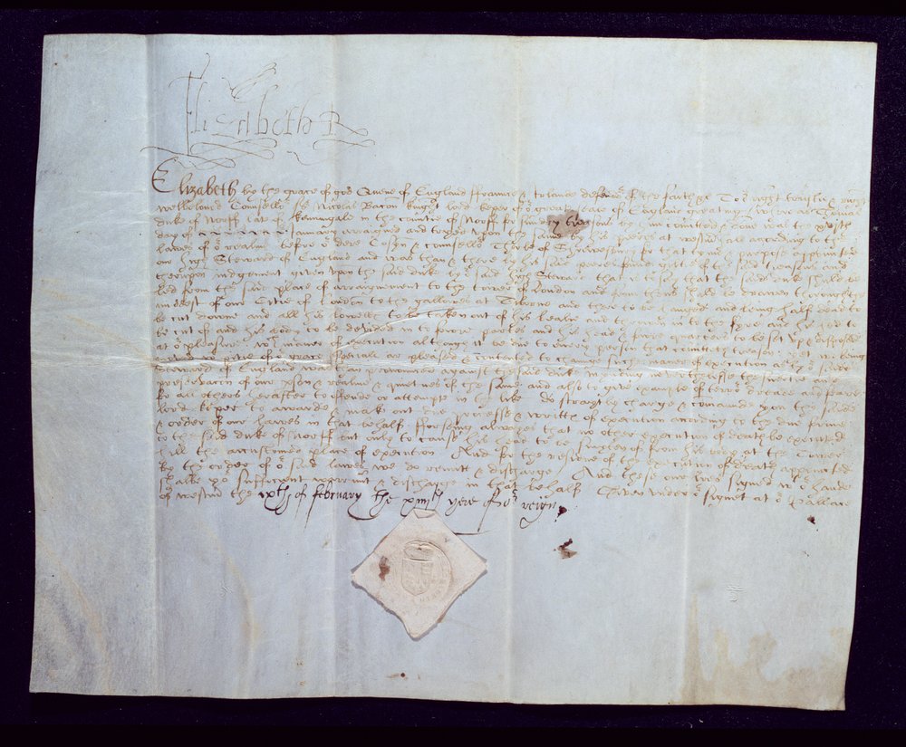 Das Todesurteil für Thomas Howard, 4. Duke of Norfolk, unterzeichnet von Königin Elisabeth I., 1572 von English School