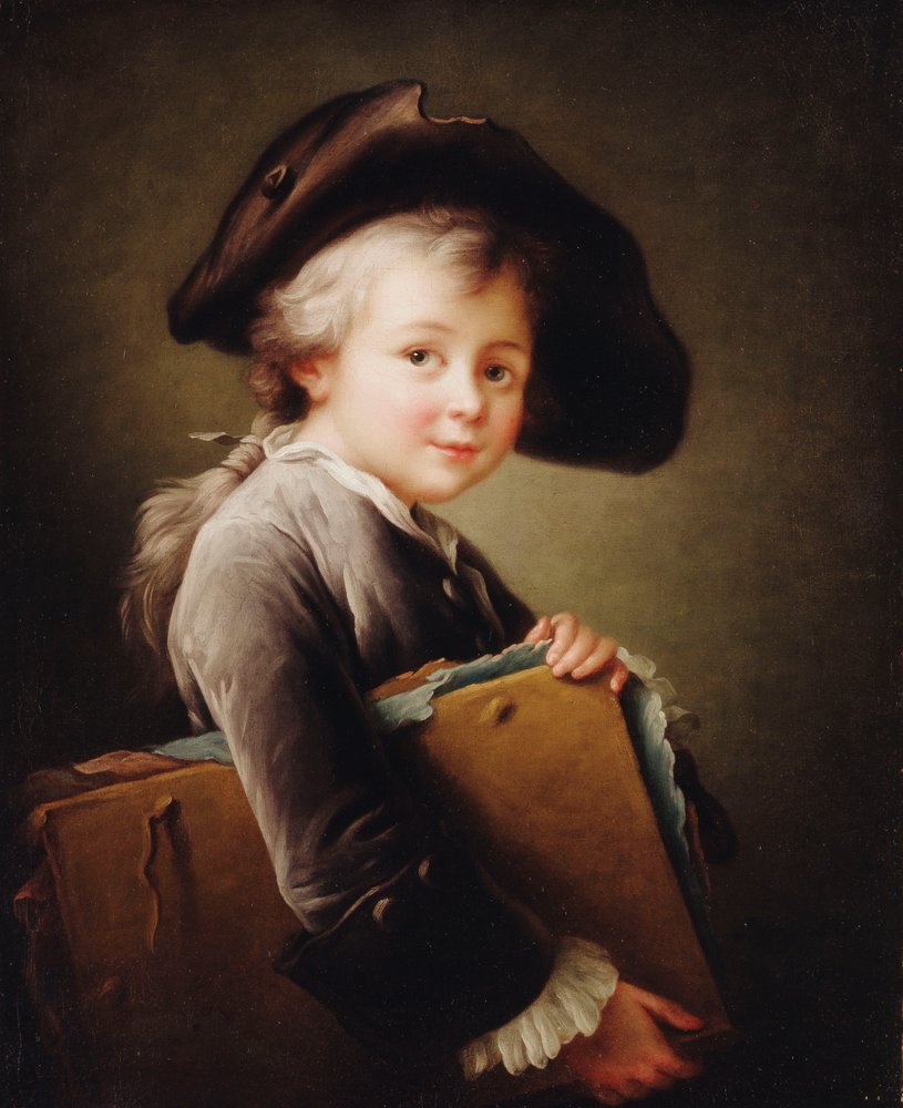 Ein junger Knabe mit einer Mappe, 1760 von Francois-Hubert Drouais