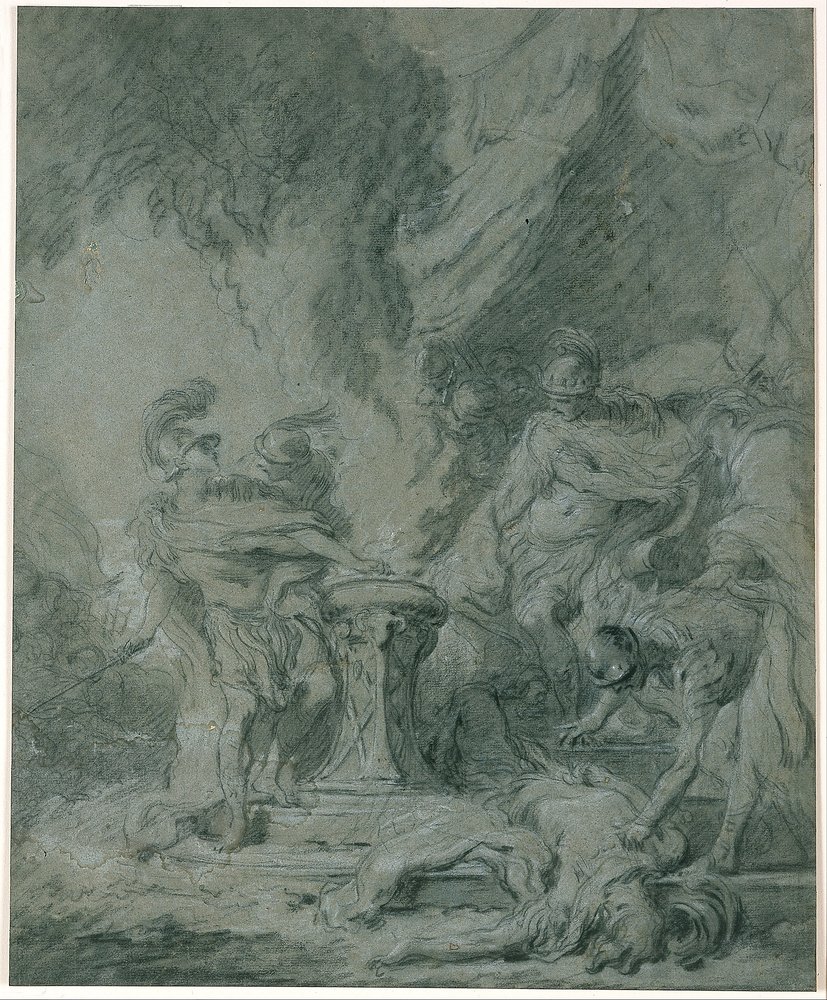 Mucius Scaevola steckt seine Hand ins Feuer von François Boucher