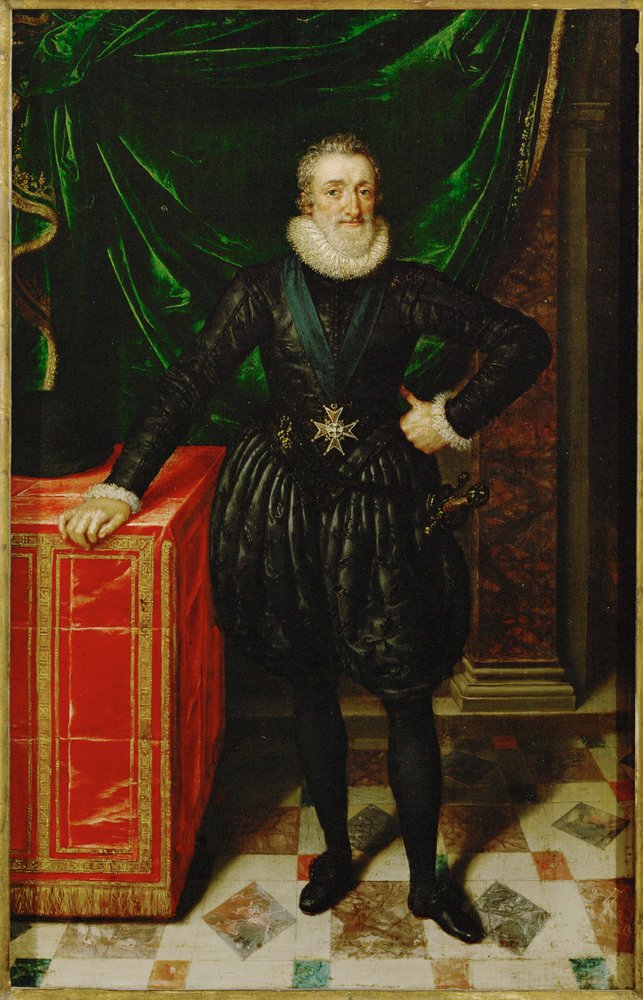 Heinrich IV., König von Frankreich, in schwarzer Hoftracht … von Frans II Pourbus