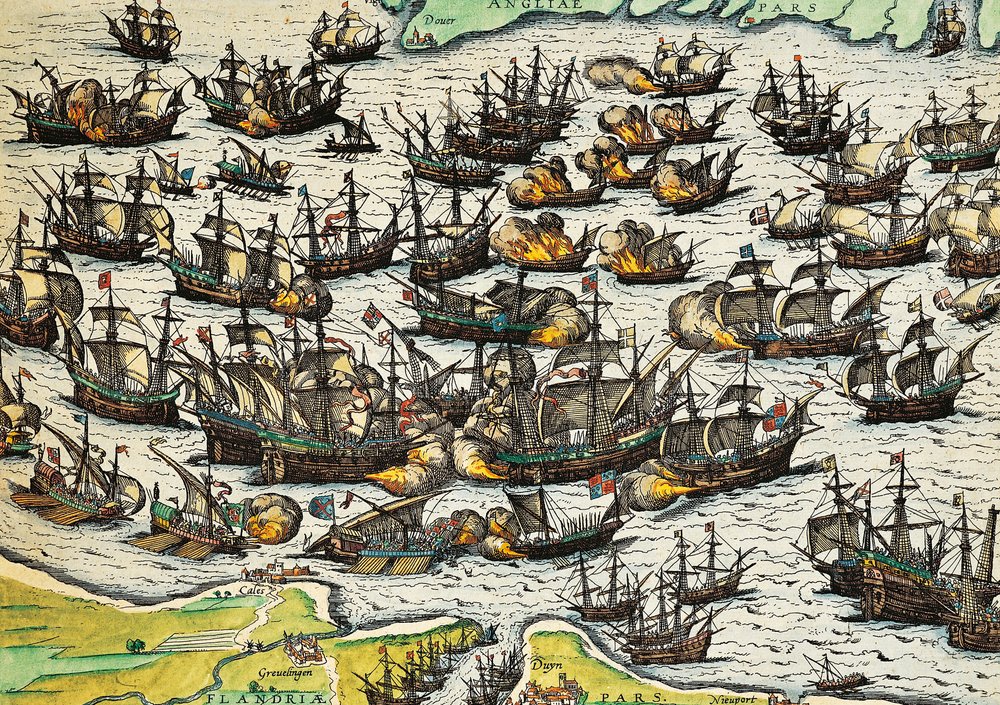 Unbesiegbare Armada, Kupferstich von Franz Hogenberg von Franz Hogenberg