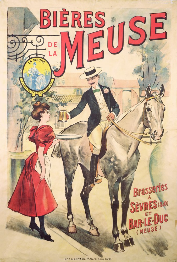 Plakat für die Bieres de la Meuse in den Brauereien von Sevres und Bar-le-Duc von French School