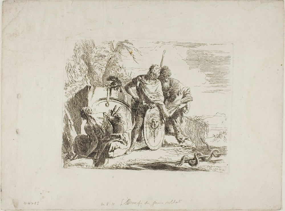 Der Astrologe und der junge Soldat, aus Capricci von Giambattista Tiepolo