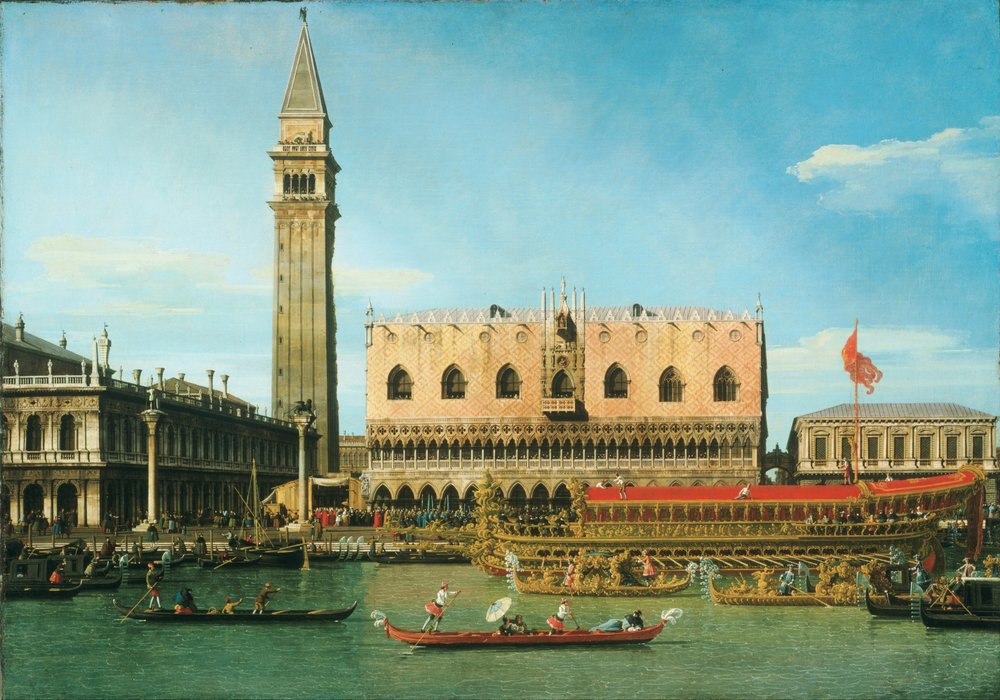 Der Bucintoro am Molo am Himmelfahrtstag von Giovanni Antonio Canal