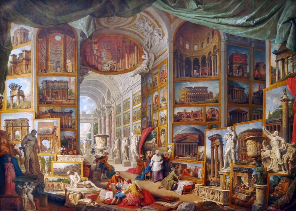 Galerie mit Ansichten des antiken Roms von Giovanni Paolo Pannini