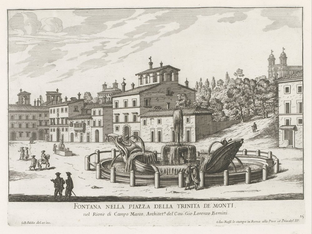 Fontana della Barcaccia auf der Piazza di Spagna in Rom von Giovanni Battista Falda