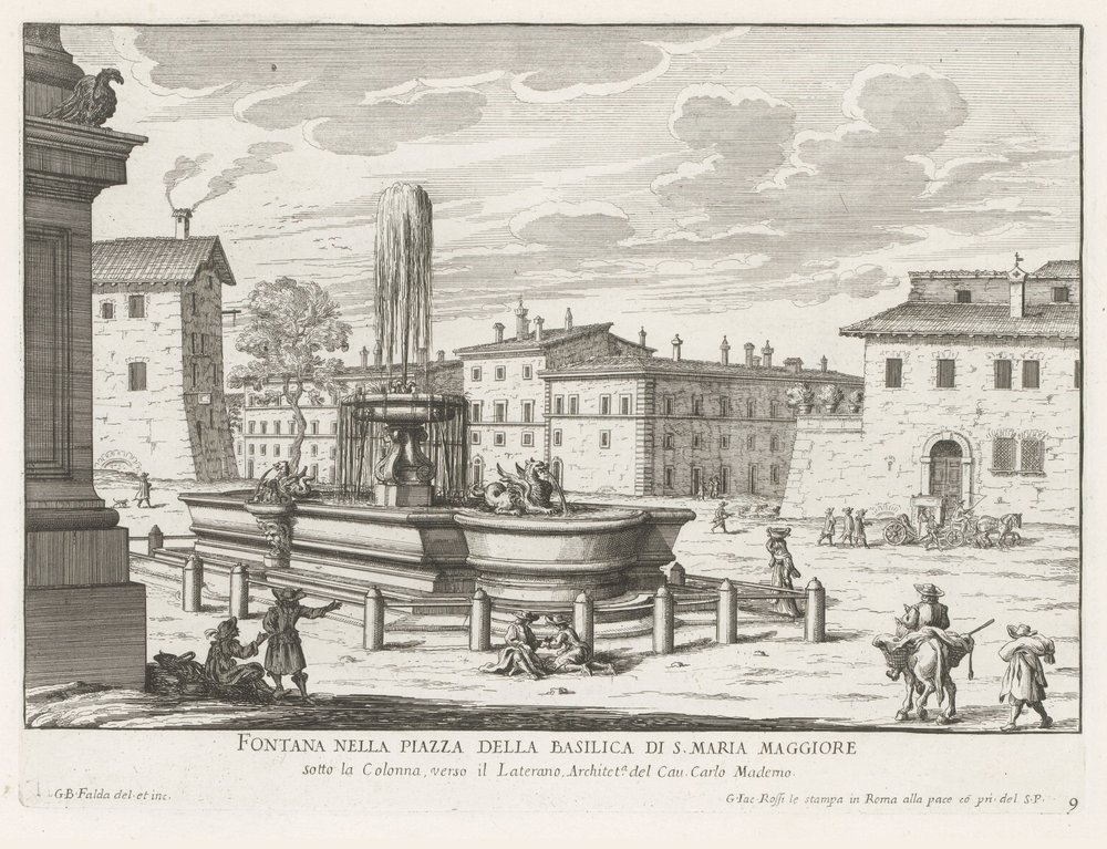 Brunnen auf der Piazza di Santa Maria Maggiore in Rom von Giovanni Battista Falda